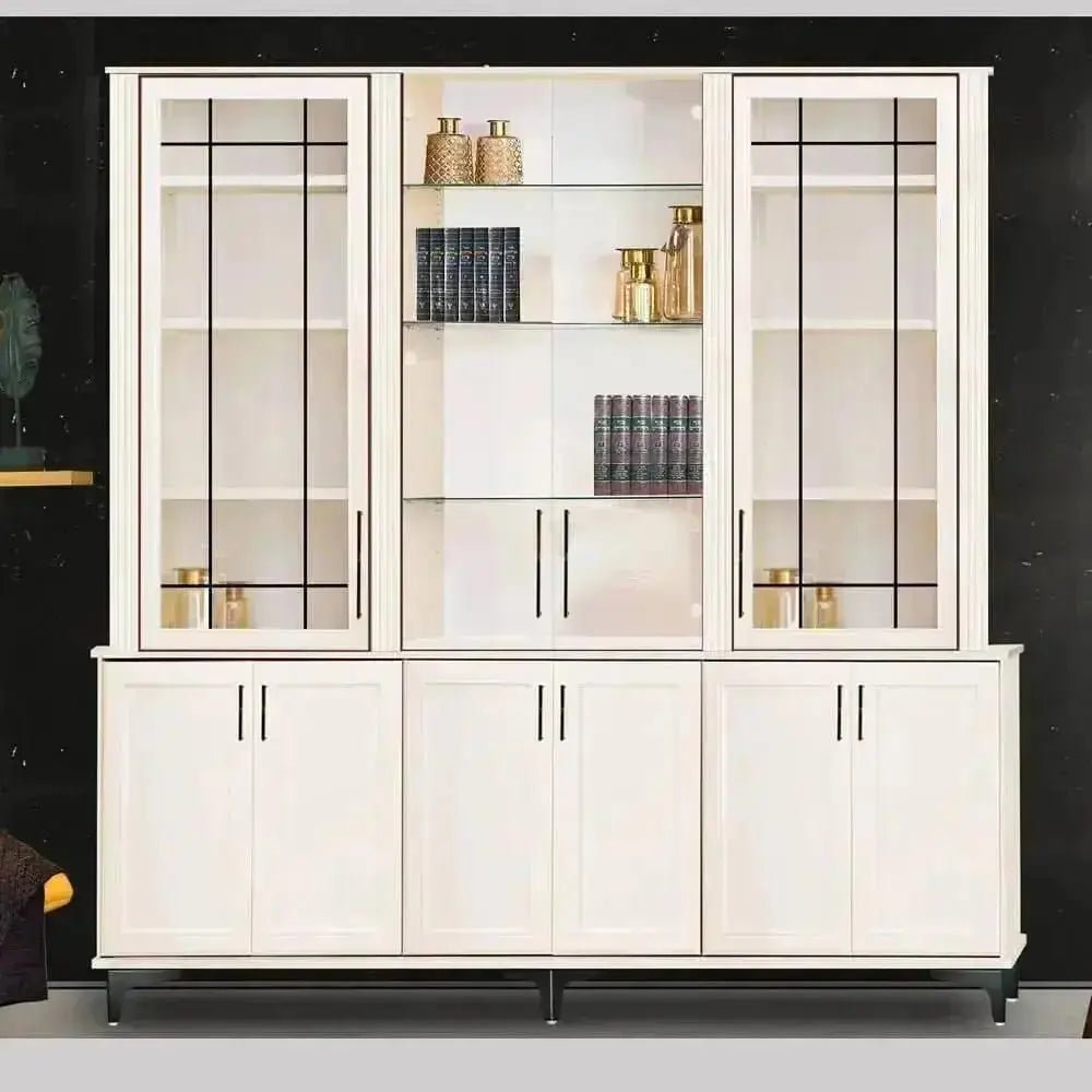 YAHAV | ארון ספרים מעוצב לסלון במראה נקי עם דלתות זכוכית - אשריאן רהיטים - אשריאן | ASHERIAN