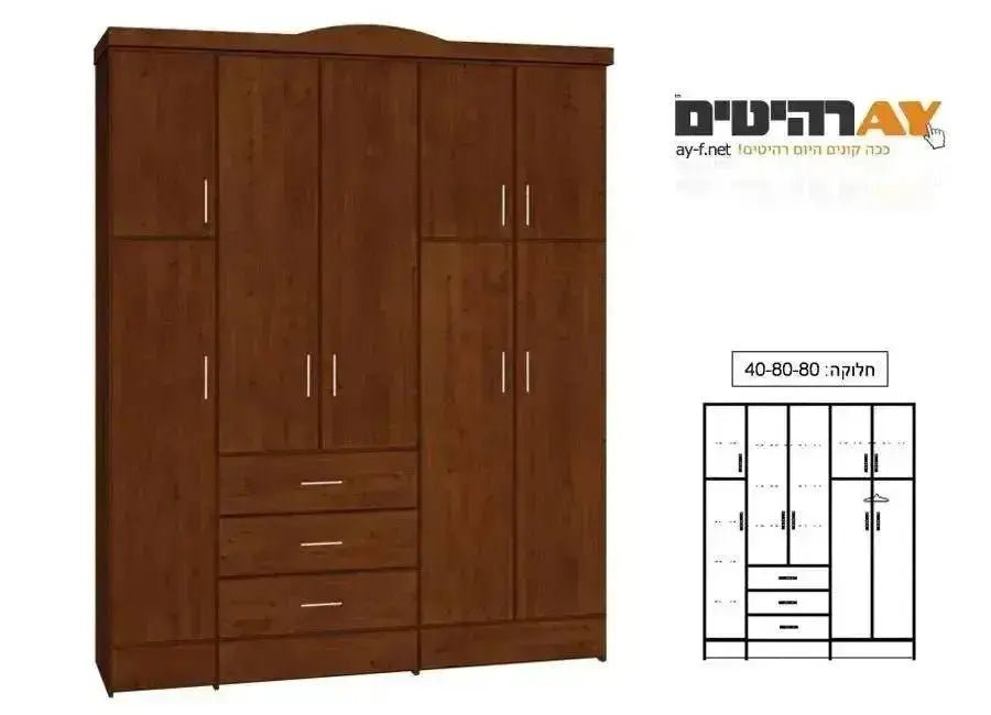ארון בגדים 5 דלתות דגם כתר - Asherian | אשריאן רהיטים