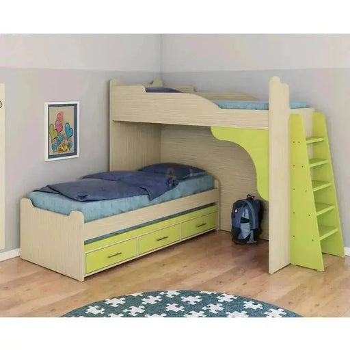 גיא | מיטת קומותיים בצורת ר' עם מיטת חבר ו-3 מגירות - Asherian | אשריאן רהיטים