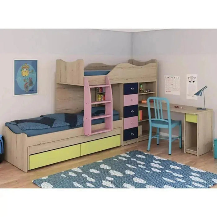 מיטת קומותיים עם ספריה ואחסון דגם חלומית A1 - Asherian | אשריאן רהיטים