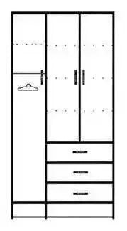 מור | ארון בגדים איכותי מסנדוויץ' עם 3 דלתות ומגירות -    - אשריאן | ASHERIAN
