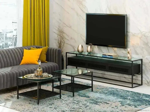 מזנון ברזל וזכוכית מעוצב לסלון דגם סטריפ - Asherian | אשריאן רהיטים
