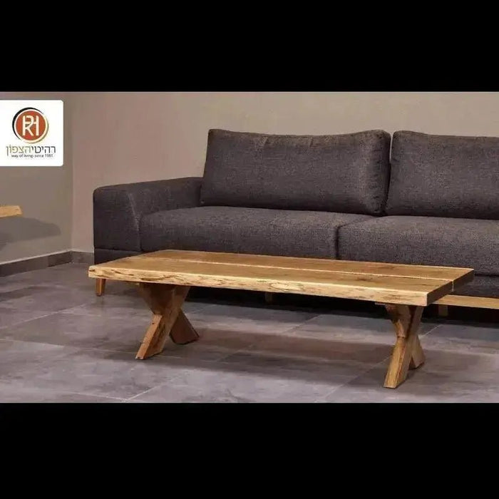 סט מזנון ושולחן מעץ מלא לסלון דגם דביר - Asherian | אשריאן רהיטים