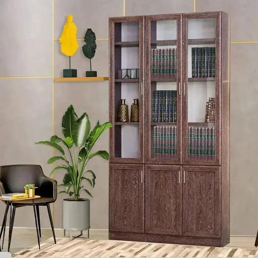 תהל | ארון ספרים סנדוויץ' מעוצב עם 3 דלתות זכוכית - Asherian | אשריאן רהיטים